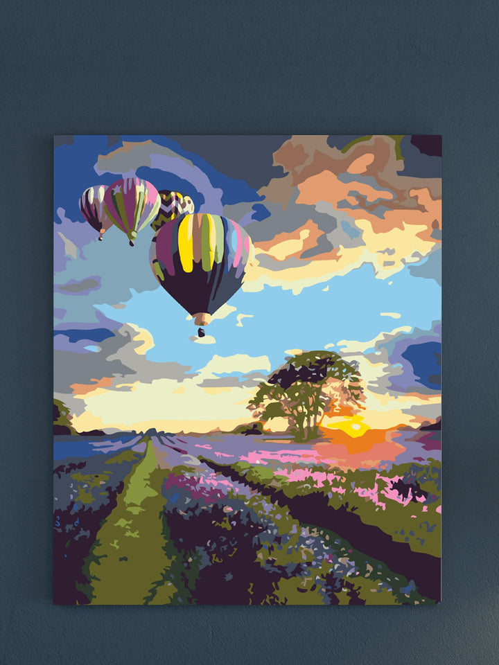 Hot Air Balloons on Lavender Field - Paint-by-Numbers Kit