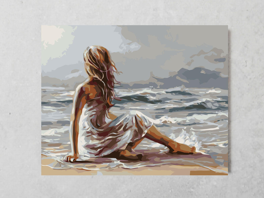 Girl Sitting on the Shore - Paint-by-Numbers Kit