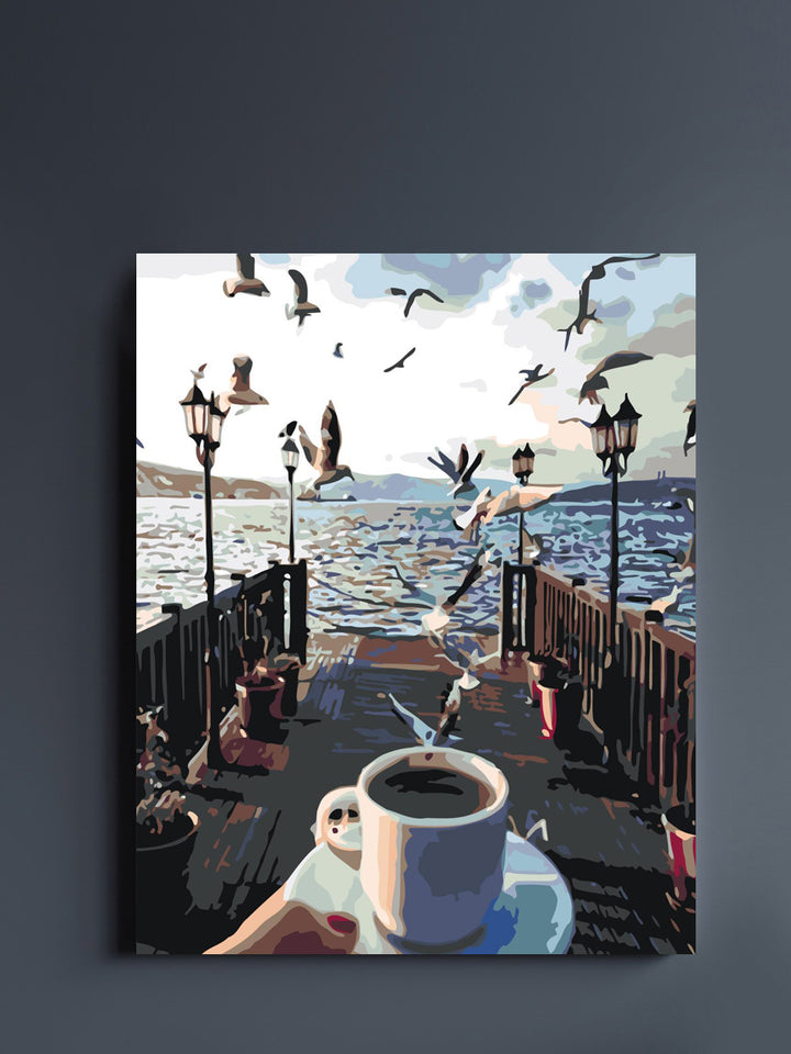 Cup of Coffee with a Beautiful View - Paint-by-Numbers Kit