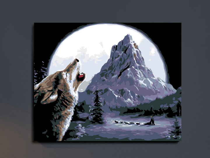 Wolf and Mountain Peak - Paint-by-Numbers Kit