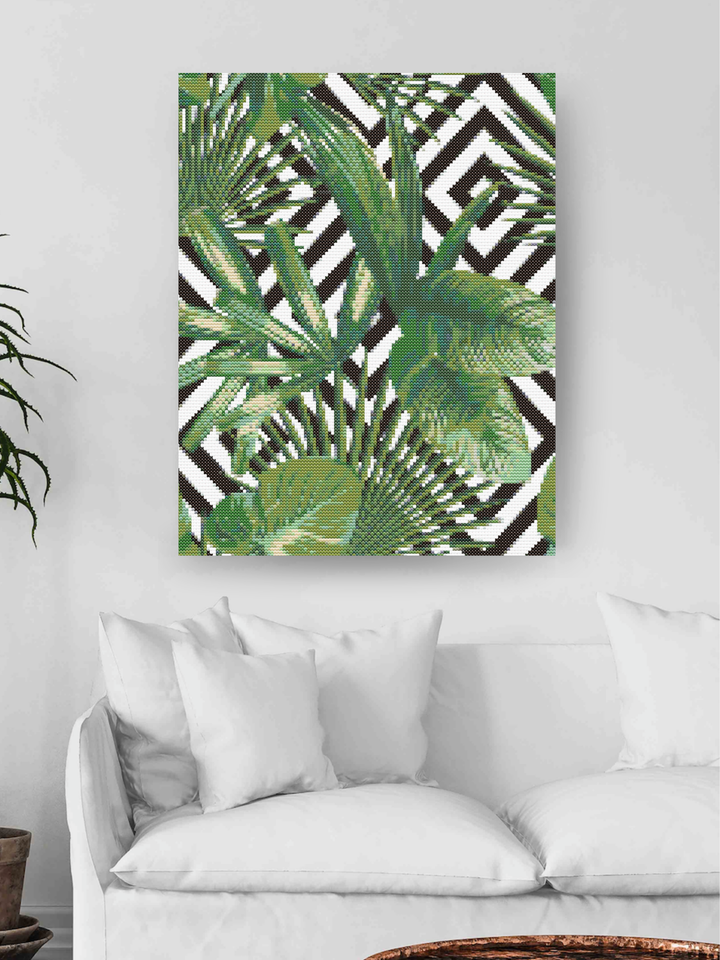 Exotic Jungle Palm Leaf - Diamond Painting Kit